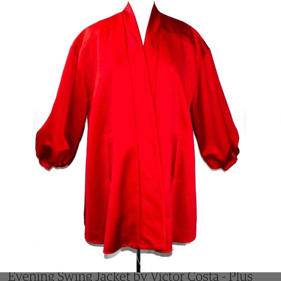 Stunning Red midi asymmetrical kimono style cape jacket wrap dress - Picture 6 of 7